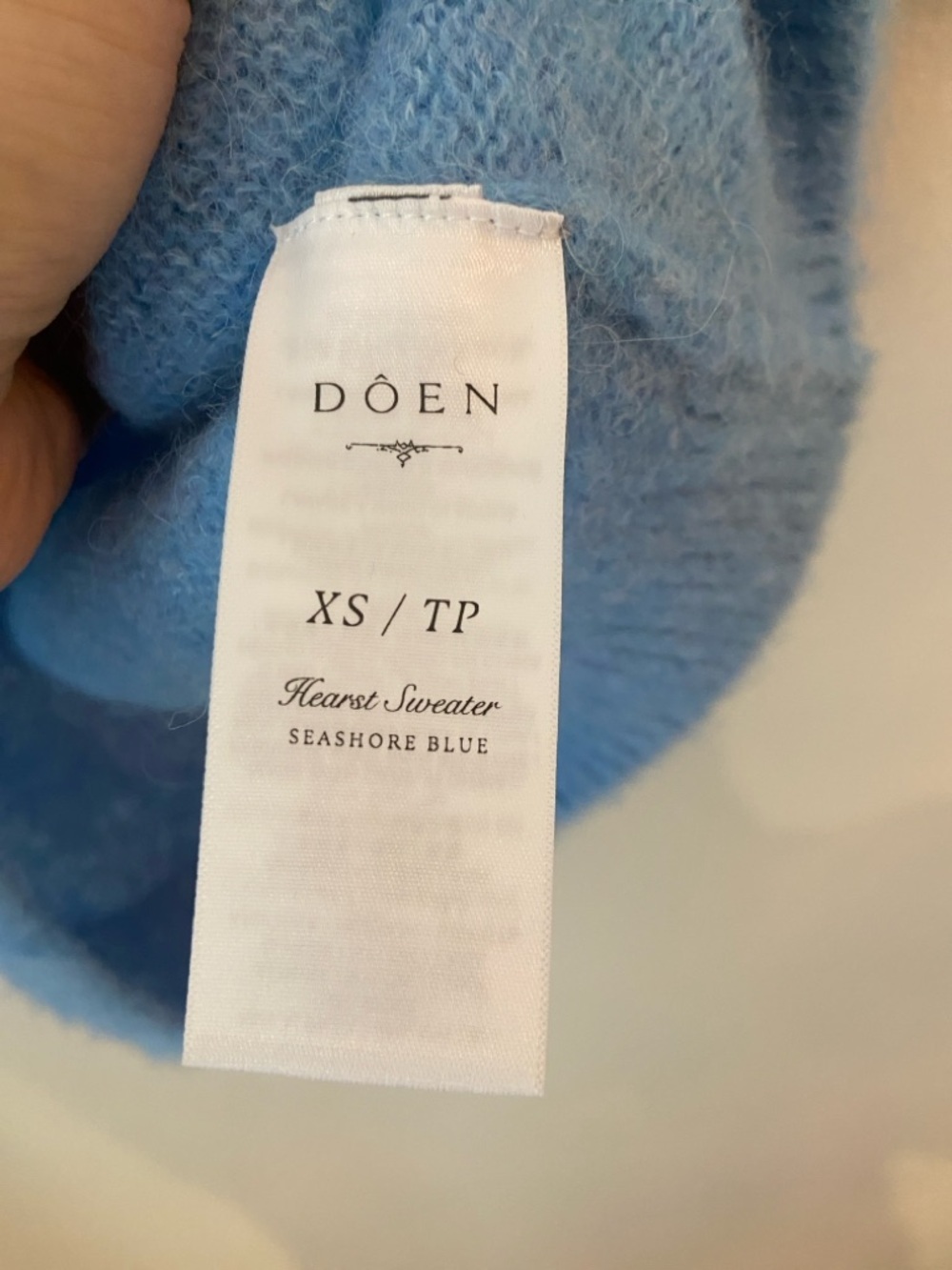 DÔEN Hearst Sweater Seashore Blue Fuzzy Alpaca Short Sleeve Knit XS - Picture 5 of 7